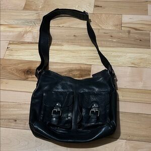 Spikes and Sparrow Black Leather Crossbody Bag